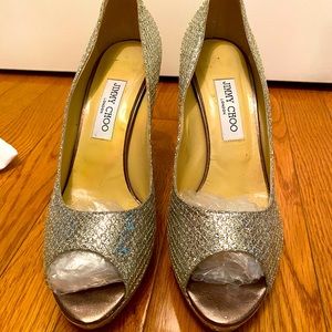 Jimmy Choo champagne peep toe heels